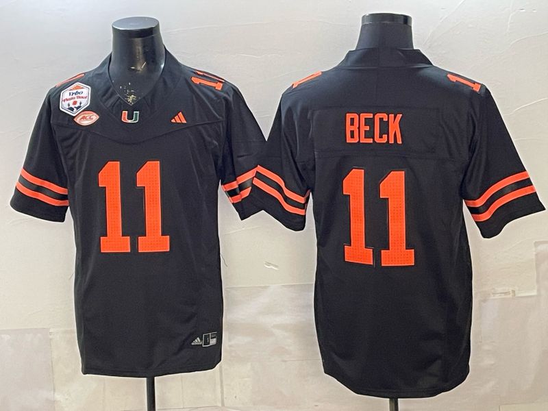 Men 2026 Miami Hurricanes #11 Beck Black 3th generations Limited NCAA Jersey 0012->ncaa teams->NCAA Jersey